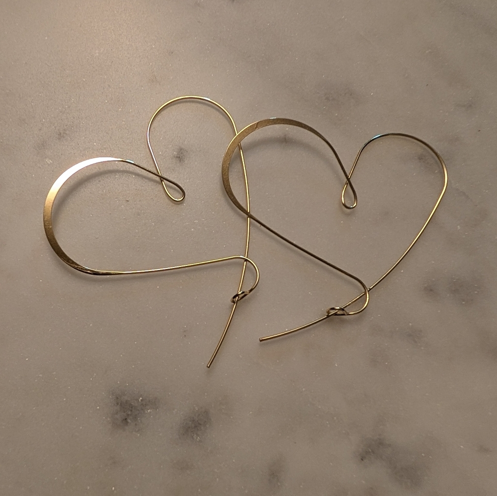 Heart Hammered Wire Earrings
